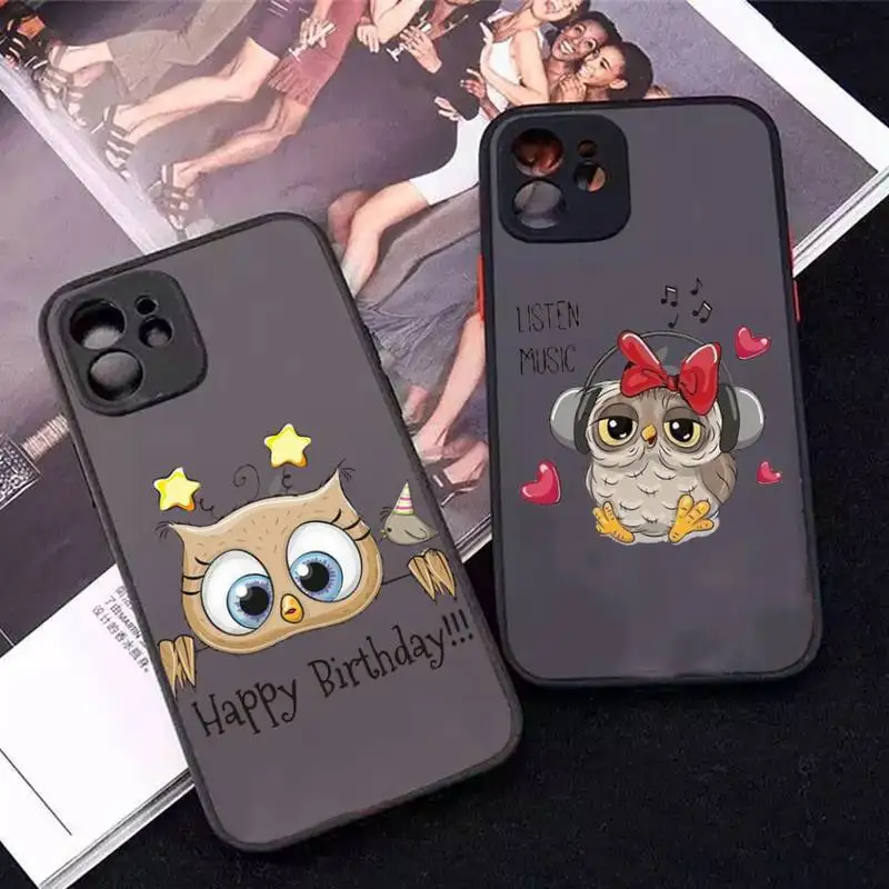 

Lovely Owl Phone Case For iphone 12 11 Pro Max X XS Max XR 7 8 Plus 12mini Translucent Cover