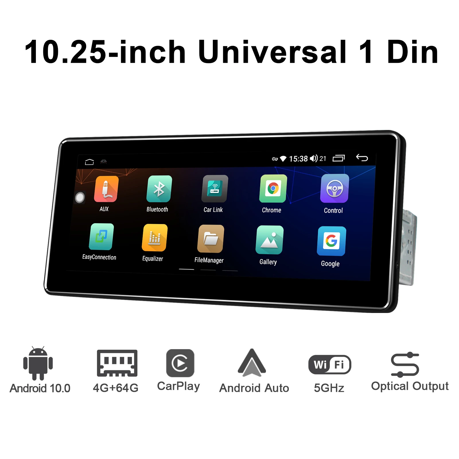 구매 10.25 인치 단일 딘 터치 스크린 안드로이드 10.0 자동차 헤드 유닛 범용 테이프 레코더 안드로이드 자동 무선 Carplay Autoradio 4G