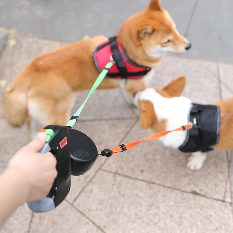 

3M Double Head Pet Leash Automatic Retractable Dog Zero Tangle Walk Walking Leash Pet Double Head Traction Rope Pet Supplies