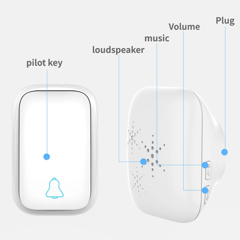 

Home Anti-Theft System Wireless Doorbell Smart Alarm Doorbell Alarm 38 Songs Waterproof Press Button