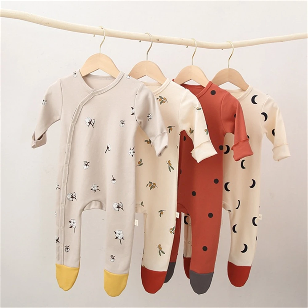 

Baby Clothes Newborn Baby Clothes With Hat Printing Baby Jumpsuit Long Sleeve Boys And Girls' Autumn Underpainting Jumpsuit
