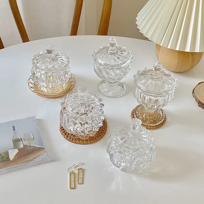 

Kawaii Transparent Storage Bottles Vacuum Coffee Cookie Sealed Dry Storage Jar Glass Cosmetic Tarros Home Organization GTJ50