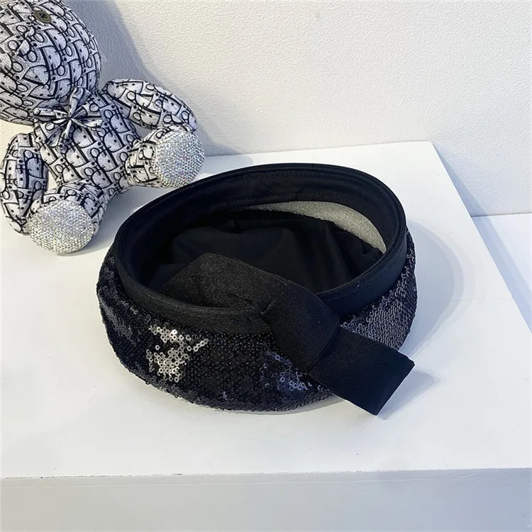 

202107-may-yy NEW fashion Sequins Bowknot decoration street model lady beret hat women Leisure painter hat