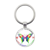 care autism awarenes butterfly jewelry diy key ring key chain care autism awarenes butterfly cabochon glass key ring key chain