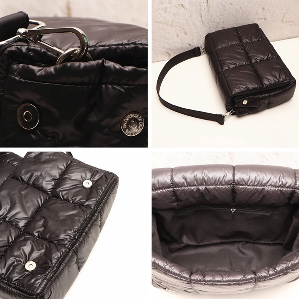 

Fashion Down Cotton Women Shoulder Bags Designer Handbags Luxury Nylon Space Pad Cotton Messenger Bag Large Capacity Tote 2021