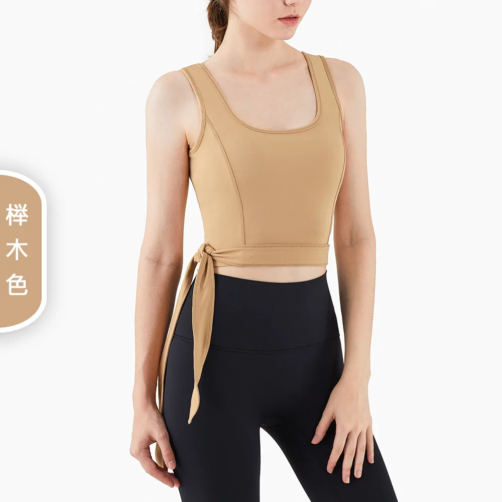 

Fashionable Sports Vest with Automatic Adjustment Straps for Naked Sense Full-wrapped Vest-style Sportswear Women Yoga Pants