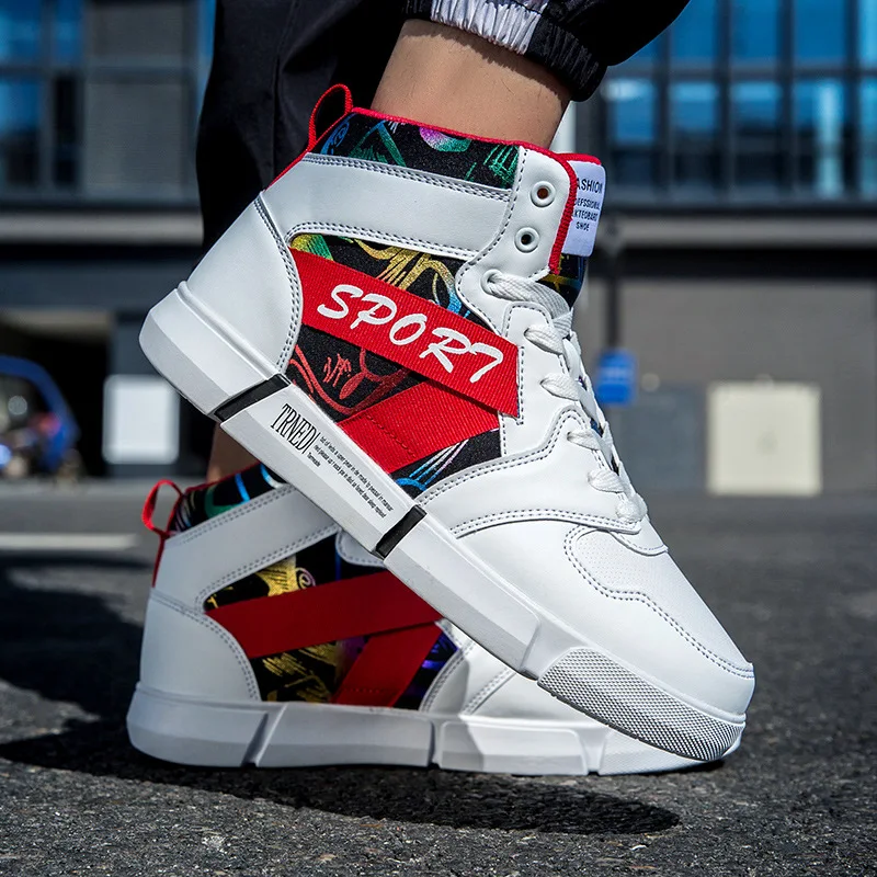 

High-Quality Breathable Men High Top Sneakers Colorful Casual Sneakers Men Shoe Comfortable Printed High Shoes zapatillas hombre