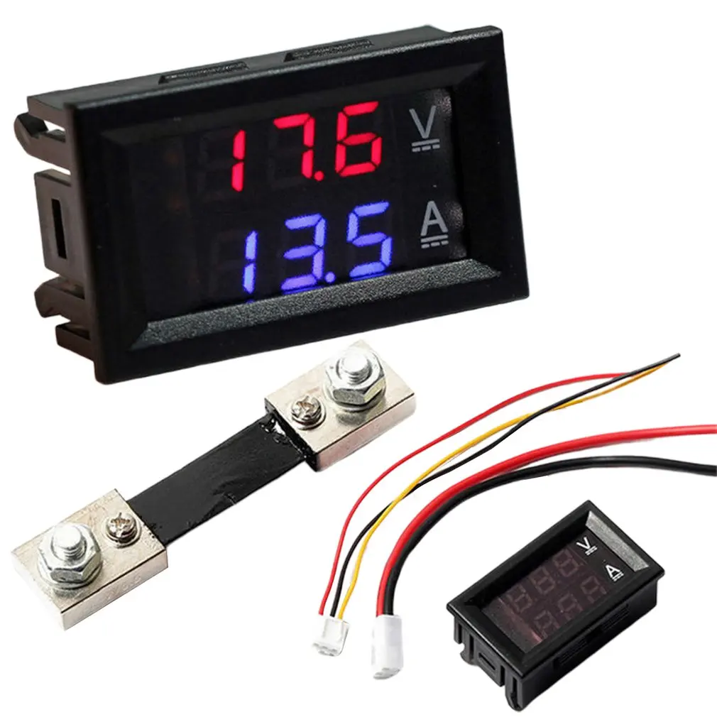Светодиодный цифровой вольтметр Амперметр Us Dc 100V 10/50 / 100A Вольтметр Led двойной