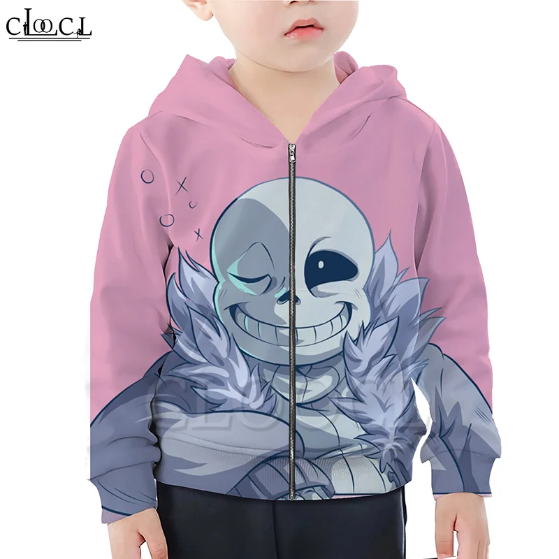 CLOOCL Games Undertale Sans/Милая толстовка с капюшоном на молнии для мальчиков и девочек 3D