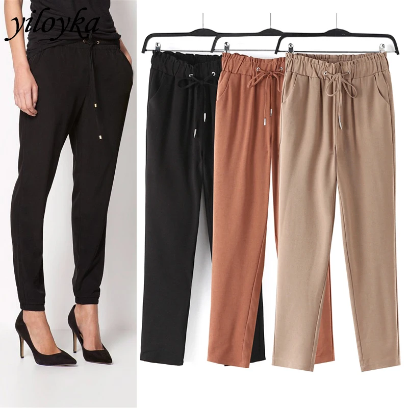 Женские шаровары из смесового хлопка однотонные шифоновые ярких цветов с