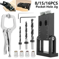 8 35pcs pocket hole jig kit woodworking oblique hole locator drill bits angle drill guide set hole puncher diy carpentry tools