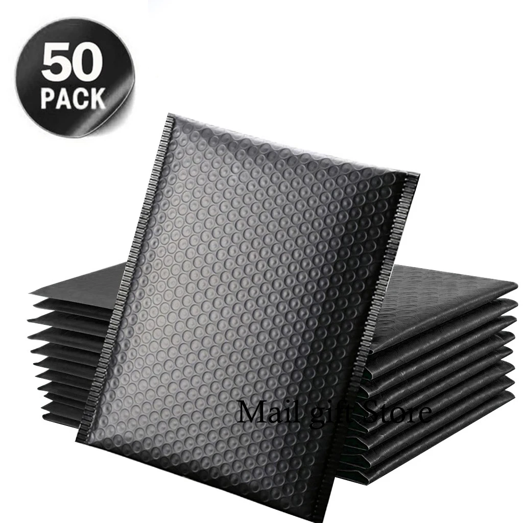 

Black Bubble Mailer 50pcs Mailer Poly Bubble Padded Mailing Envelopes for Packaging Self Seal shipping Bag Bubble Padding Store