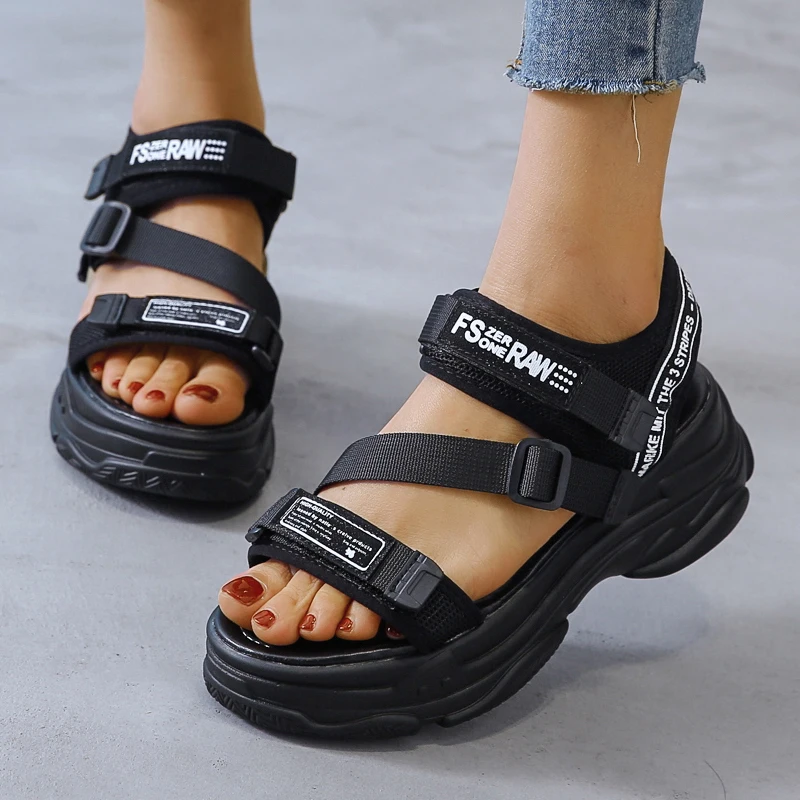 

2020 New Women's Fashion Shoes Woman Casual Zapatos De Mujer High Heels Sandals Women Height Flat Platform Sandals Thick Bottom