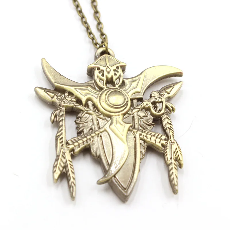 

Gothic Punk World Of Warcraft WoW Night Elf Badge Chain Necklace Pendant Antique Bronze Alloy Jewelry Vintage Collier Aesthetic