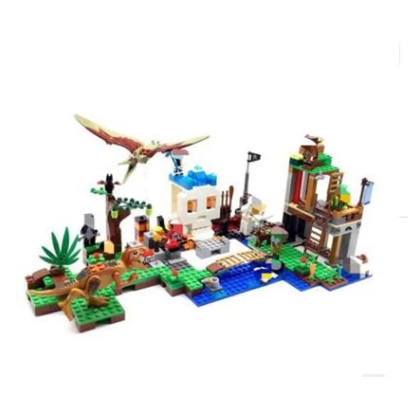 

Jurassic Dinosaur World Building Blocks Tyrannosaurus Pterodactyl Bricks 3D Model With Doll Toys For Children Birthday Gifts