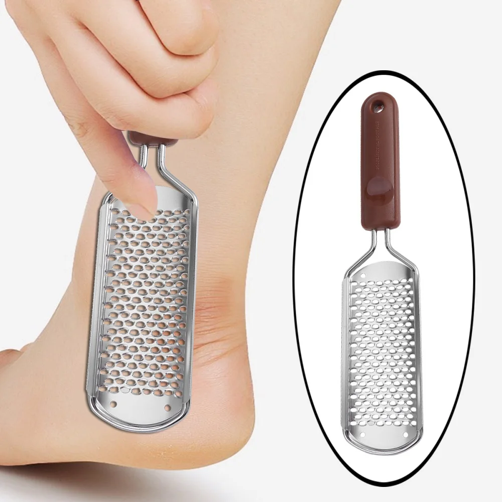 

1pc Multifunctional Stainless Steel Foot Exfoliator Grinder Dead Skin Callus Remover for Man Woman (Rose Gold with Square Hole)