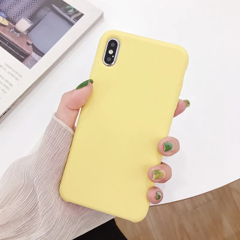 Yellow Жидкий силиконовый чехол для iPhone 7, 8, 6, 6s Plus, устойчивый к царапинам, защитный чехол для iPhone 11 Pro Max XR X XS Max, чехол - Цвет: Yellow