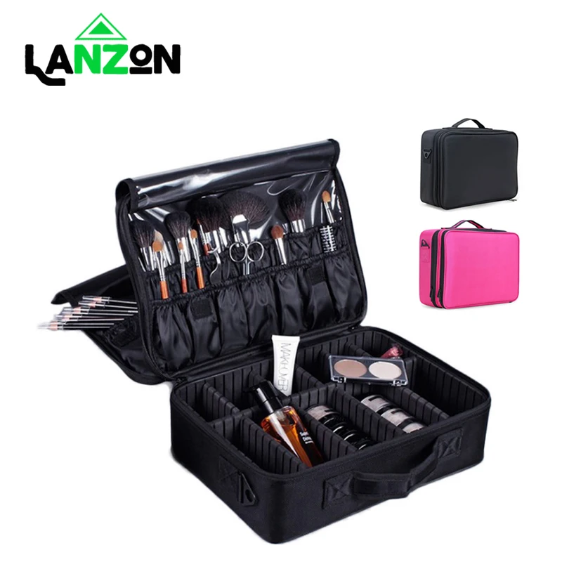 

Large Capacity Cosmetic Bag Women Travel Make Up Necessaries Organizer Profession Zipper Multifunctional storage Makeup Case