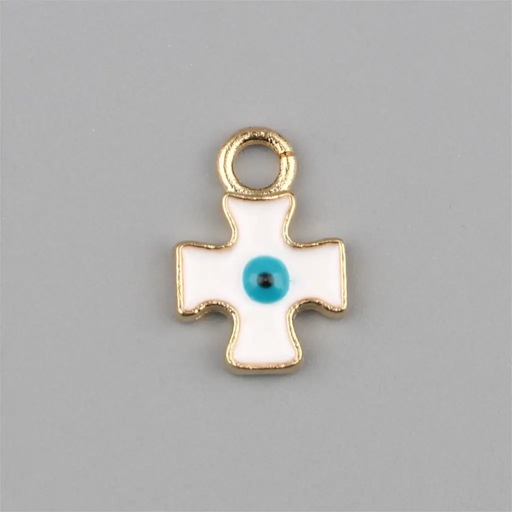 

DoreenBeads Religious Charms Cross Gold Color Eye Enamel Women Punk Style Handmade DIY Necklace Party Jewelry 16mm x 11mm,10PCs