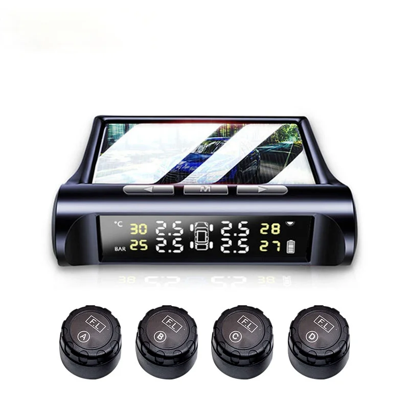 

Car Tire Pressure Tpms Monitoring System Solar Power Digital LCD Display USB Auto Security Alarm Smart Tire Pressure Sensor