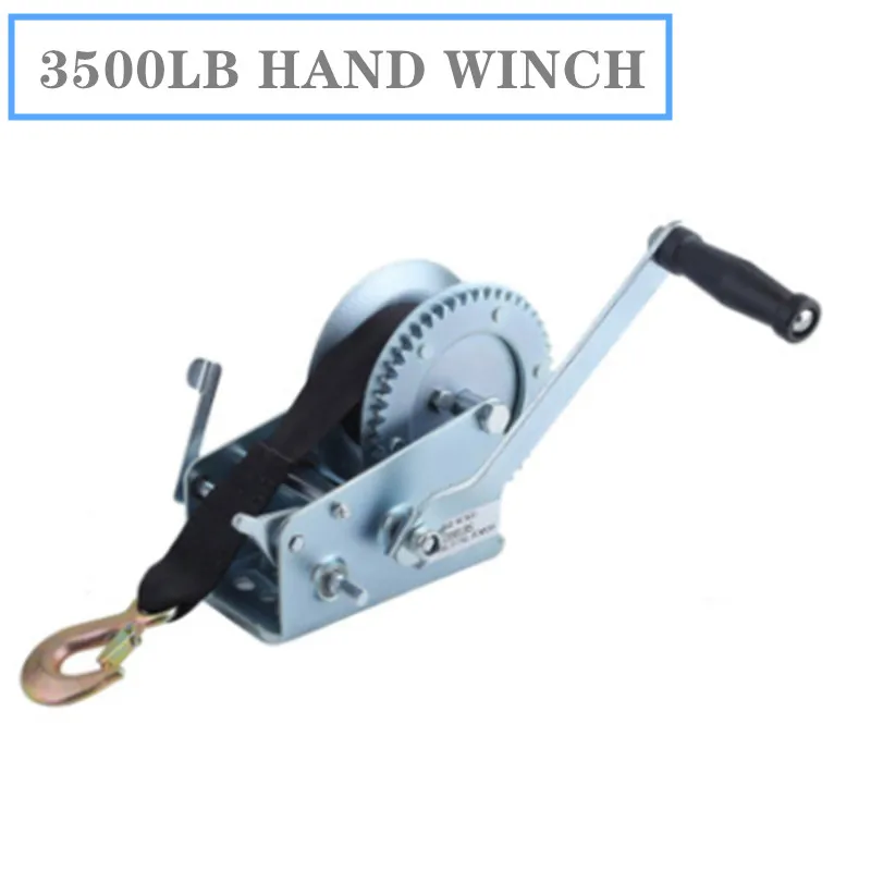 

Hand winch Manual winch 3500-pound winder with ribbon winch