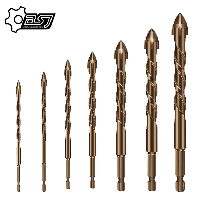 

4Pcs/5Pcs/7Pcs/set Cross Hex Tile Bits Glass Ceramic Concrete Hole Opener Alloy Triangle Drill Size 3/4/5/6/8/10/12 mm