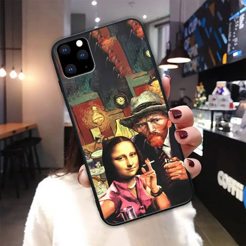 

Artist Van Gogh's Mona Lisa Black Silicone Cover Case For Iphone Se 2020 6 6s 7 8 Plus X Xs Max Xr 11 12 Pro Max Funda