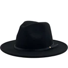 Шляпа в стиле джаз для мужчин и женщин, простая винтажная Федора из фетра в гангстерском стиле, Элегантная Дамская шапка с широкими полями, зима-осень