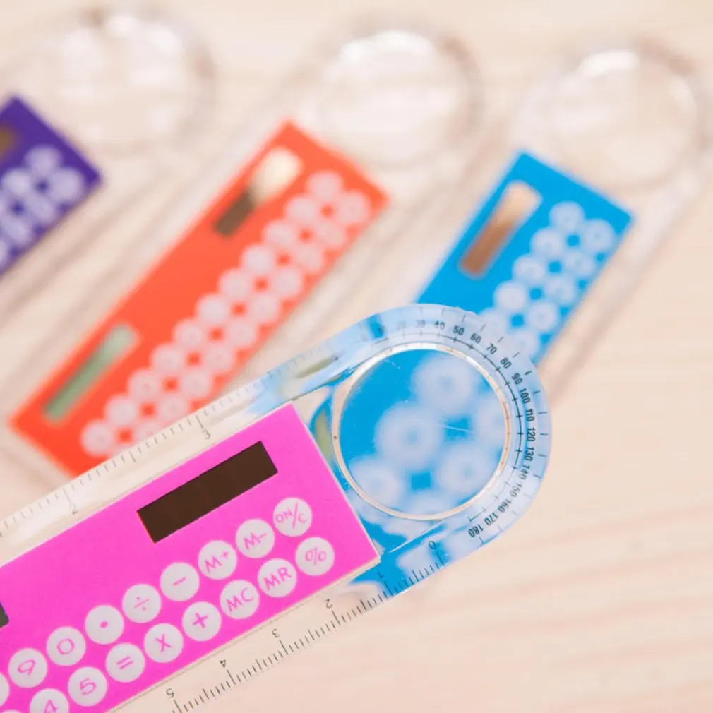 

10CM Solar Transparent Ruler Calculator Solar Transparent Ruler Calculator with Magnifier Calculator Student Ruler Calculator