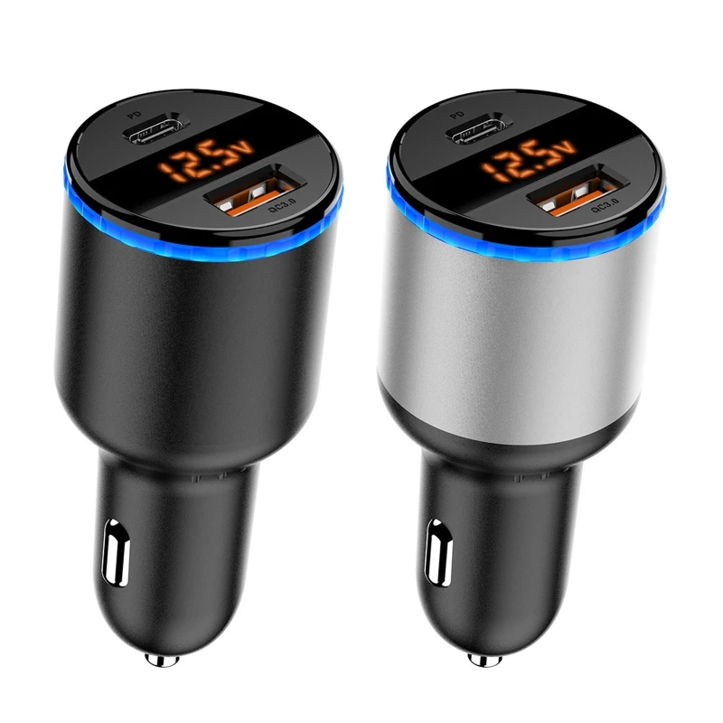 

65W PPS Car Charger USB Type C Dual Port PD QC Fast Charging For Laptop Translucent Car Phone Charger For iPhone Samsung