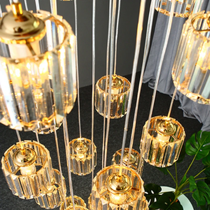 Goede Ice Cube Glas Wenteltrap Villa Kristallen Plafondlamp Moderne Stijl Piramide Lagen Lichten Penthouse Lustre Kroonluchters