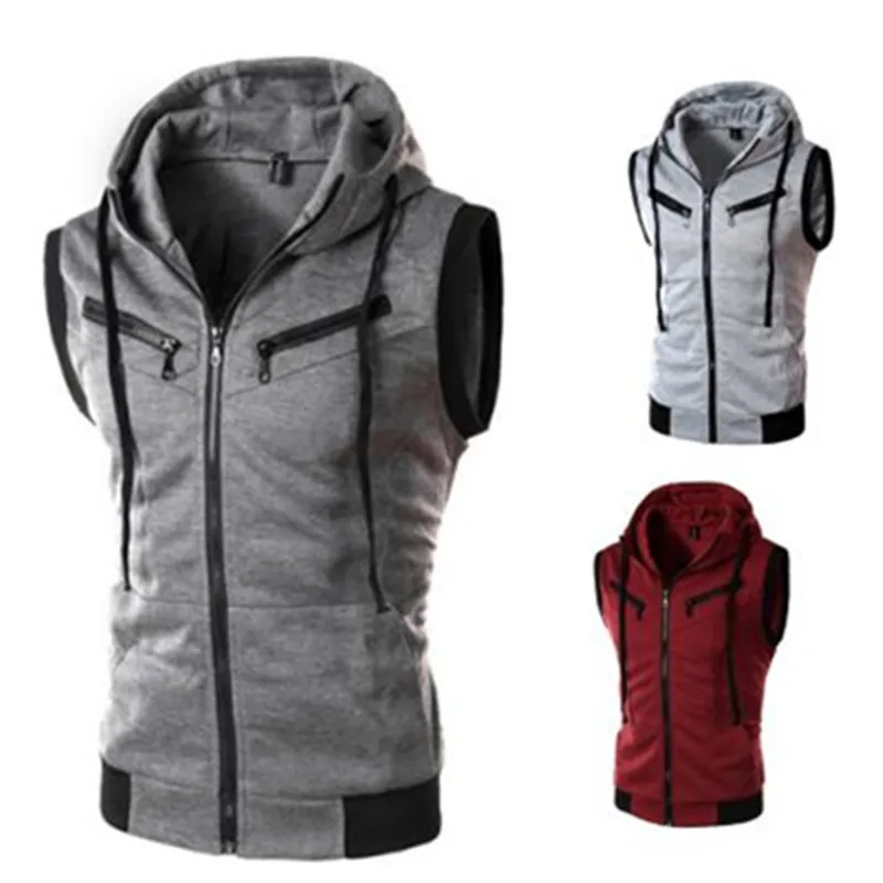 

WX2 Autumn new men's zipper cardigan sweater sleeveless Hoodie Jacket casual vest men