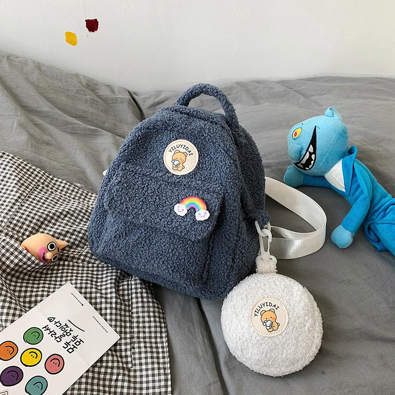 

Backpack women 2020 new small bag mini ins cute lamb hair small bag student small school bag travel backpack