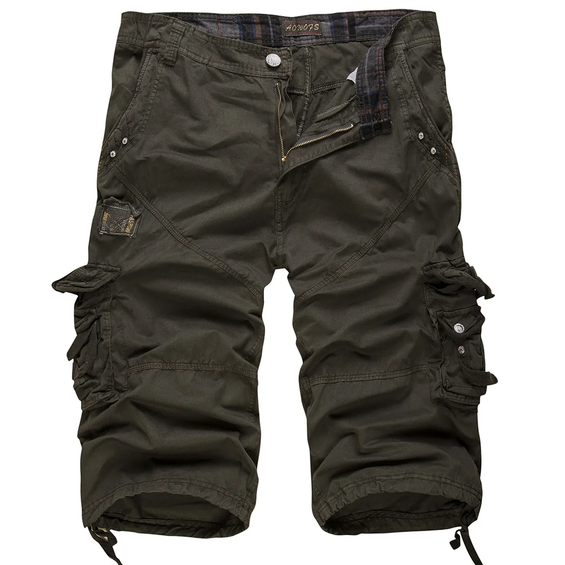 

New loose large size cargo shorts cotton men's Tactical casual shorts solid color patchwork military shorts white knee length