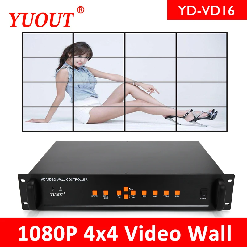 Видеопроцессор YUOUT YD VD16 Full HD 1080P 3x3 4x4 видеоэкран HDMI настенный контроллер 2x2
