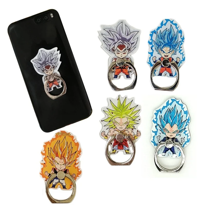 dragon ball saiyan mobile phone holder goku vegeta phone ring dragon ball z gogeta buu finger ring stand for phone free global shipping