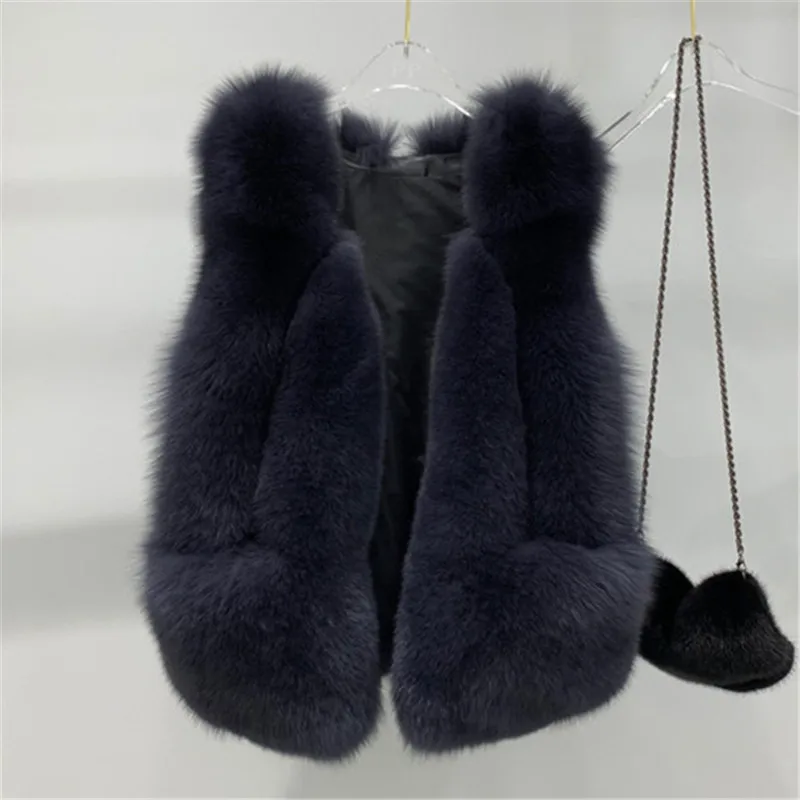 women natural real fox fur vest good quality 100%genuine real fox fur gilets winter thick warm short sleeveless coat