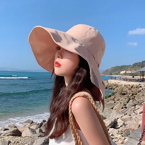 

Bucket hat women's spring and summer big eaves sunscreen sun hat outdoor anti-ultraviolet fashion sun hat 2021 new YF0006