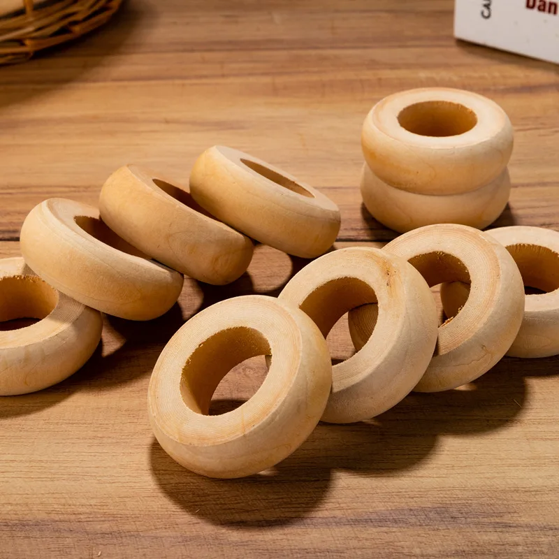 10Pcs Diy Wooden Ring Handmade Curtain Molar Rod Unfinished Wood Hand-Painted Clothing Accessories Creative Crafts Home Decor - купить по