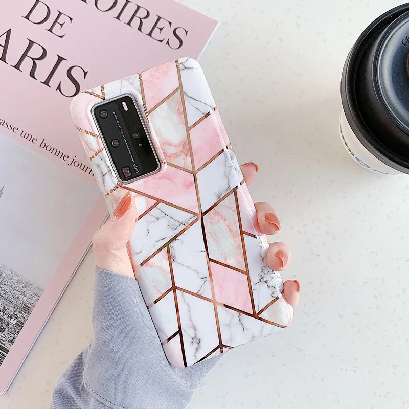 

BotexBling Marble holder stand phone case for huawei P40 Pro P30 P20 lite mate20 mate30 pro nova7 P nova6 nova5 nova4 IMD cover