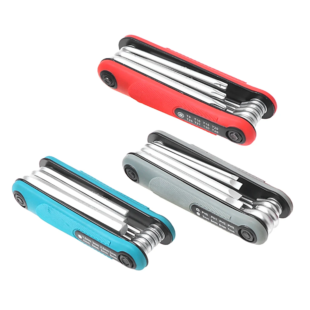 

8-In-1 Folding Wrench Hex Trox Cross Flat Keys Screwdriver Fold-Up Repair Tool
