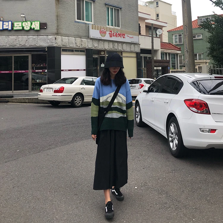 Осенние женские свитера 2020 harajuku Корейская одежда Мода ретро Снежная гора