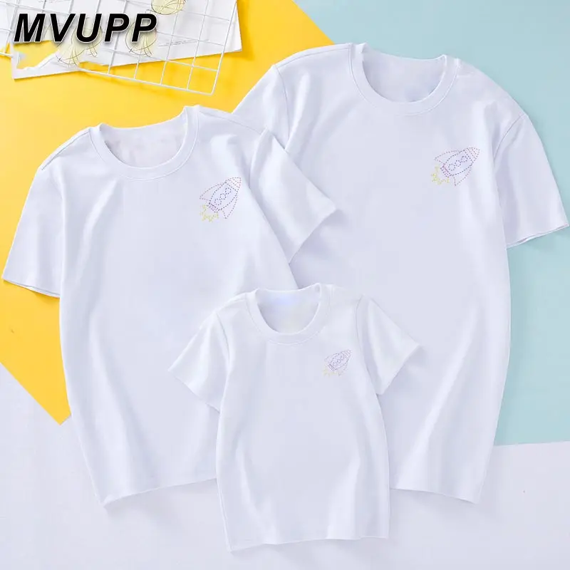 

2020 Family Look Matching Cotton Print Clothes Parent-child Casual Short Sleeve Mommy and Me T-shirts Father Son Mother Daughter