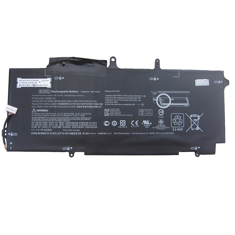 GZSM Аккумулятор для ноутбука BL06XL hp HSTNN DB5D BL06042XL W02C Elitebook Folio 1040 G1 G2 Series|Аккумуляторы
