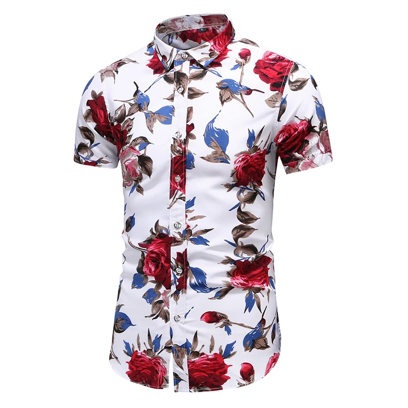 

2021 Summer Short Sleeve shirt Mens Casual Flower Beach Hawaiian Shirts slim fit Floral Shirts Men Plus Size 5XL 6XL 7XL