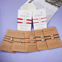 2pcsset sun moon couple bracelet set stainless steel charm handmade rope adjustable bracelets for women friendship jewelry