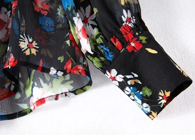 2020 Spring Summer daisy Print Women's Blouse lady idyllic single-breasted long sleeve shirt Female soft blouses and shirts top | Женская