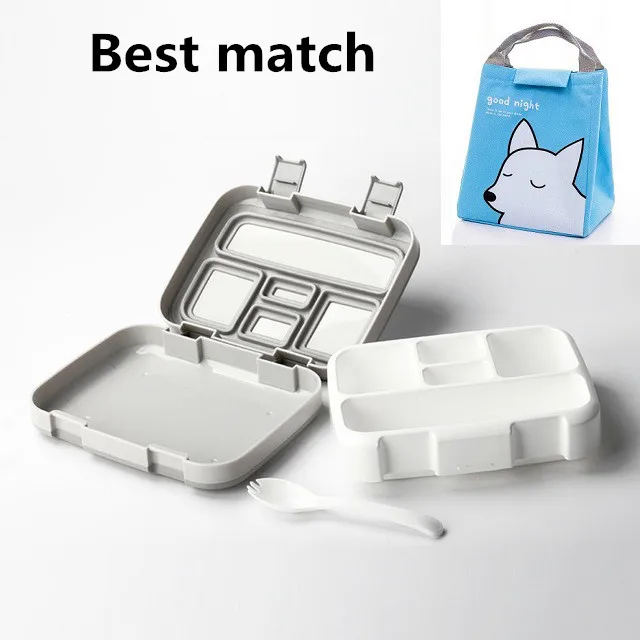 Gray 5 and bag MICCK BPA Бесплатный Ланч-бокс для детей с отсеком для микроволновки мультяшный Bento box герметичный контейнер для еды ланчбокс для пикника - Цвет: Gray 5 and bag
