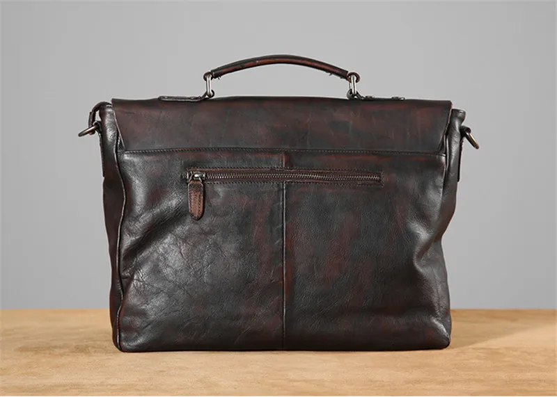 PNDME fashion vintage genuine leather men's briefcase business casual high quality luxury soft real cowhide laptop shoulder bag