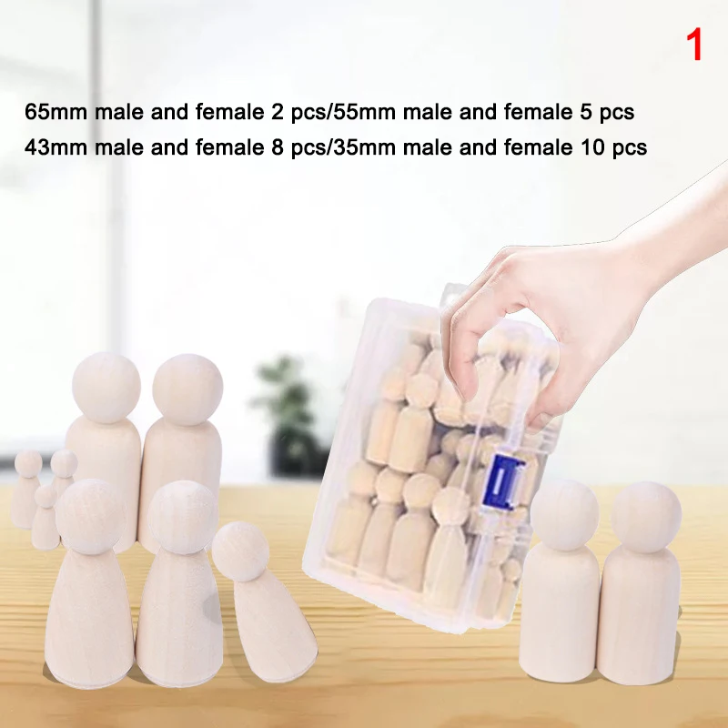 

DIY Unfinished Wooden Peg Doll Set Quality People Shape Great for Art and Craft PAK55